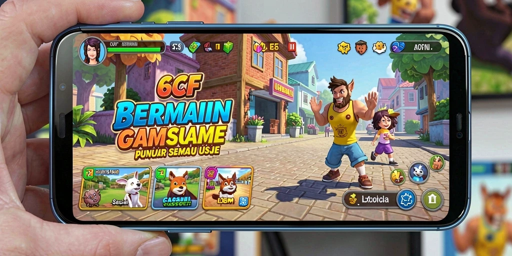 Screenshot gameplay 6CF dengan grafik cerah dan seru.