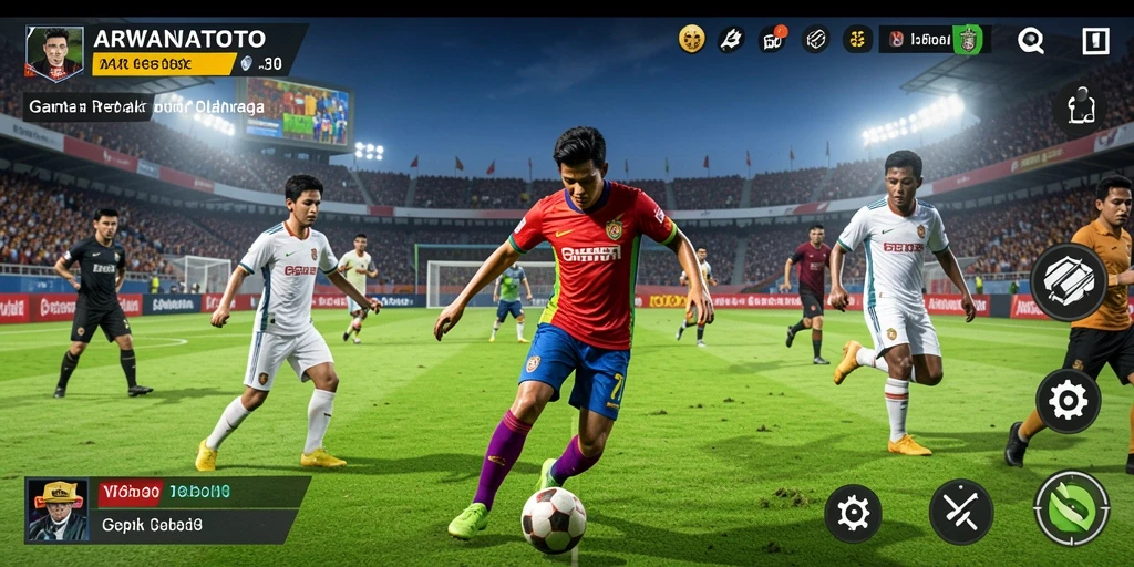 Tampilan menarik dari gameplay ARWANATOTO yang penuh aksi sepak bola.