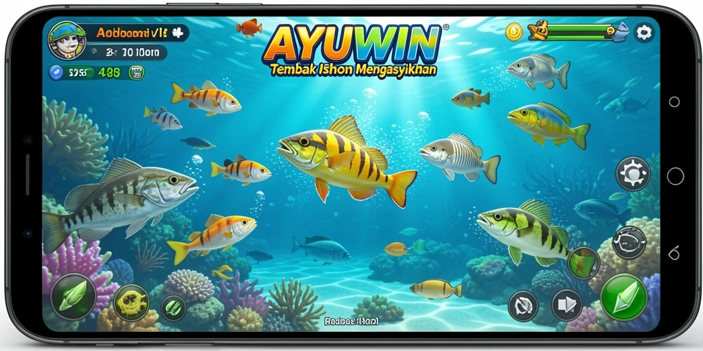 Tampilan gameplay AYUWIN saat menangkap ikan.
