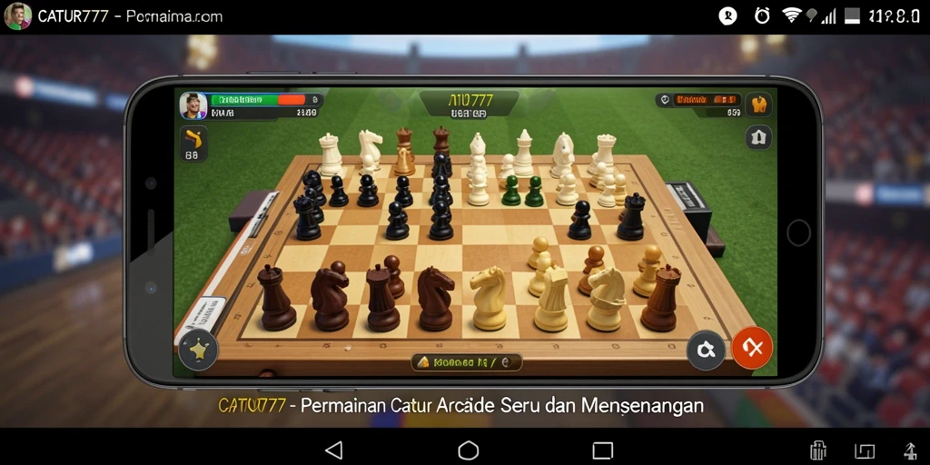 Screenshot utama CATUR777 menampilkan suasana permainan catur arcade yang mengasyikkan.