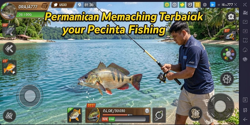 Tampilan gameplay DRAJA777 dengan pengalaman memancing yang mengasyikkan.