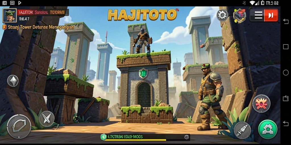 Tangkapan layar gameplay menegangkan dalam HAJITOTO Tower Defense.