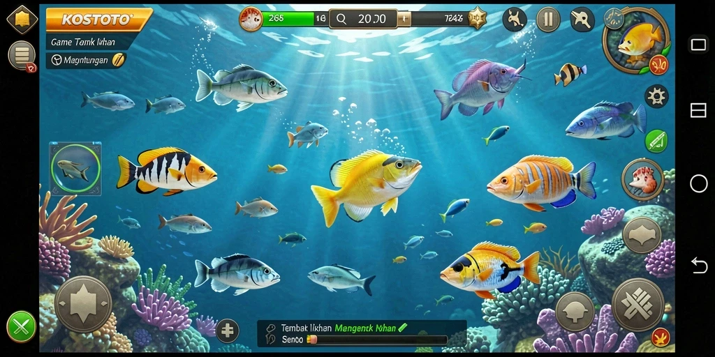 Screenshot KOSTOTO menampilkan suasana seru permainan Tembak Ikan.
