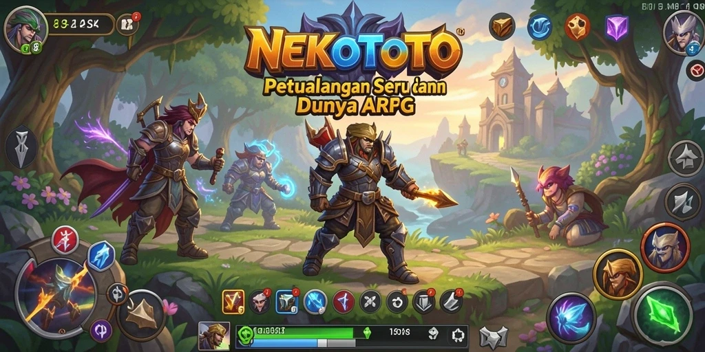 Tampilan menarik gameplay ARPG di NEKOTOTO dengan karakter beraksi.