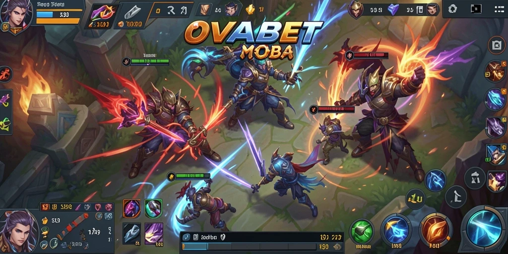 Tangkapan layar gameplay seru dari OVABET yang menampilkan pertarungan MOBA.