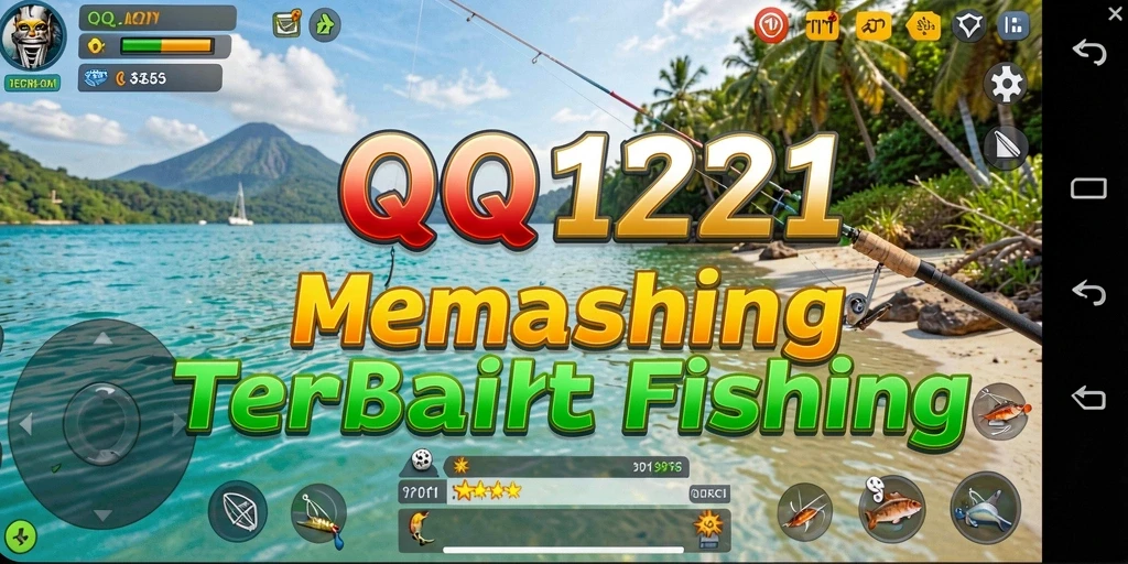 Screenshot gameplay QQ1221 yang menampilkan aksi memancing yang seru.