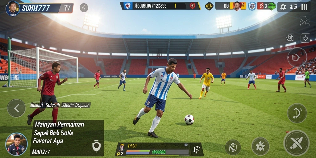 Tampilan gameplay menarik dari SUHU777 dengan aksi sepak bola seru.