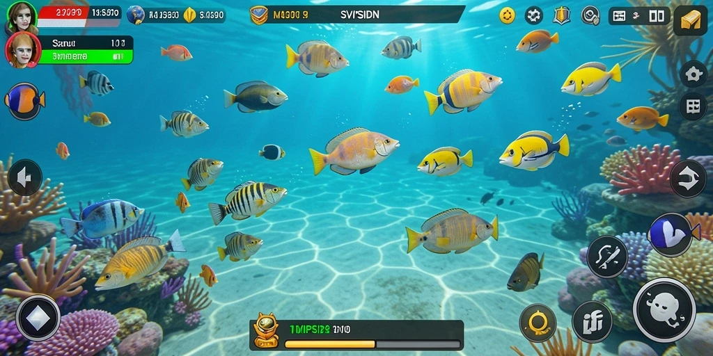 Tampilan gameplay menembak ikan yang seru dan penuh warna.