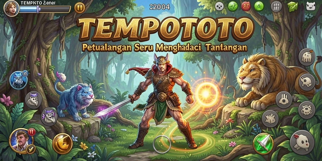Tampilan gameplay TEMPOTOTO yang menegangkan dan penuh warna.