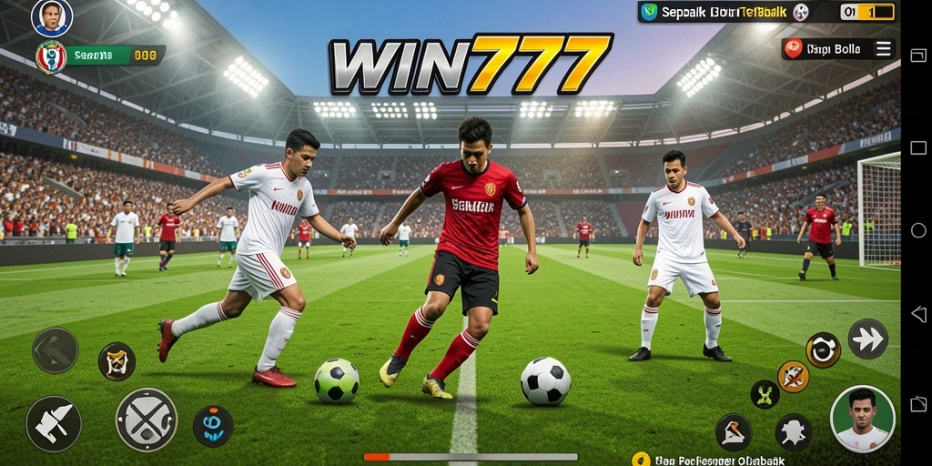 Gameplay seru WIN777 dengan tim dan strategi sepak bola.